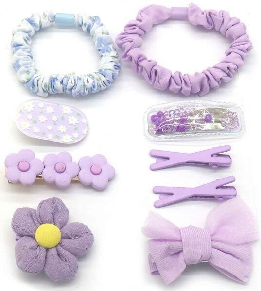 A-F25.1 H713-003 Set di acconciature per bambini 9 pezzi viola