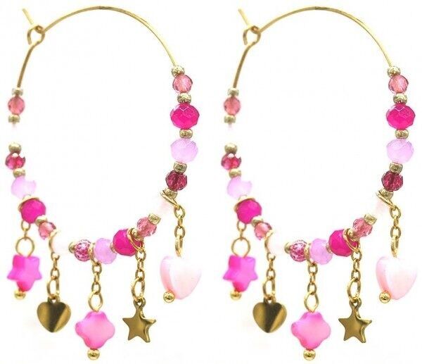 C-B19.5 E221-498 N. 11 S. Orecchini in perle di vetro e acciaio 4x5.5cm