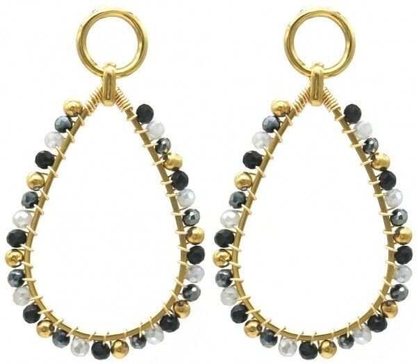 C-E18.1 E221-532 N. 2 S. Perle di vetro in acciaio 5.5x3cm Nero-Grigio