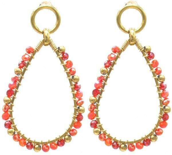 C-E17.5 E221-532 N. 3 anni Perle di vetro in acciaio 5.5x3cm Arancione-Rosso