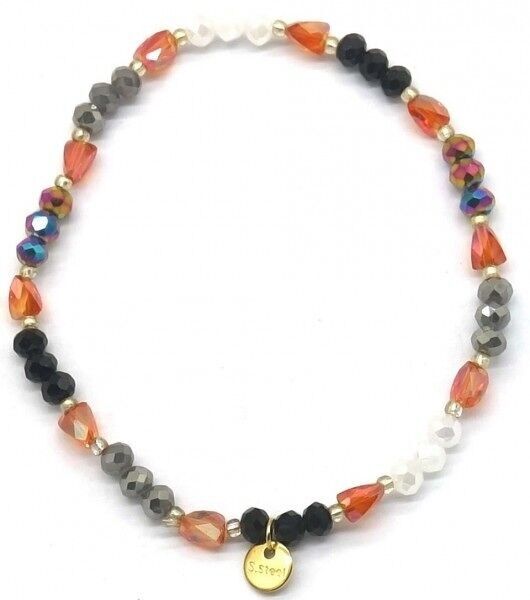 A-B17.3 B221-338 S.Bracciale in acciaio con perline di vetro elastico multistrato