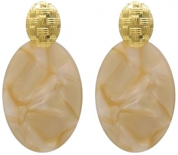 F-F4.3 E221-529 n. 1 S. Orecchini in acciaio 6.5x3.5 cm Marrone