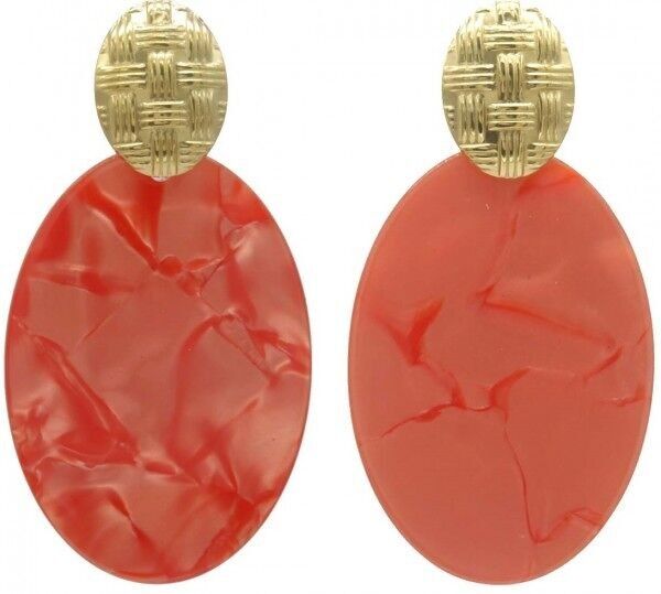 F-F5.4 E221-529 N. 2 S. Orecchini in acciaio 6.5x3.5 cm Rosso