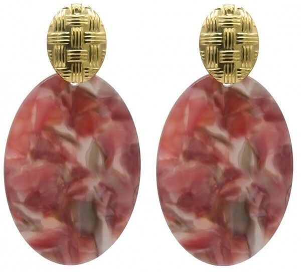 F-E17.3 E221-529 n. 3 anni Orecchini in acciaio 6.5x3.5 cm viola