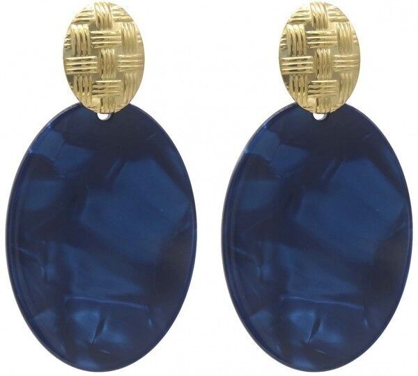 F-E18.3 E221-529 n. 4 S. Orecchini in acciaio 6.5x3.5 cm Blu