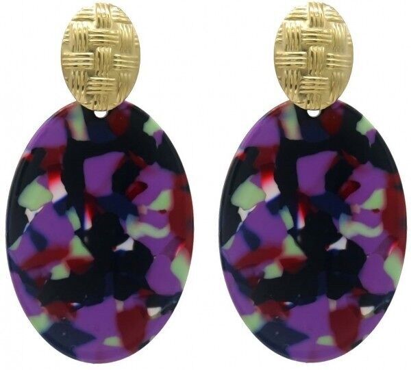 F-F6.3 E221-529 n. 7 S. Orecchini in acciaio 6.5x3.5cm Multi