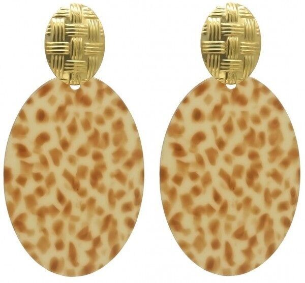 F-E5.5 E221-529 N. 5 secondi Orecchini in acciaio 6.5x3.Leopardo da 5 cm