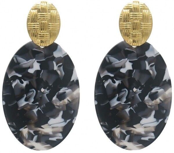 F-E4.3 E221-529 n. 10 secondi Orecchini in acciaio 6.5x3.5 cm Grigio