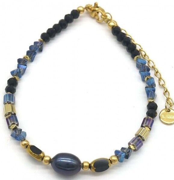 F-E17.4 B221-330 n. 14 S.Perle di vetro in acciaio blu