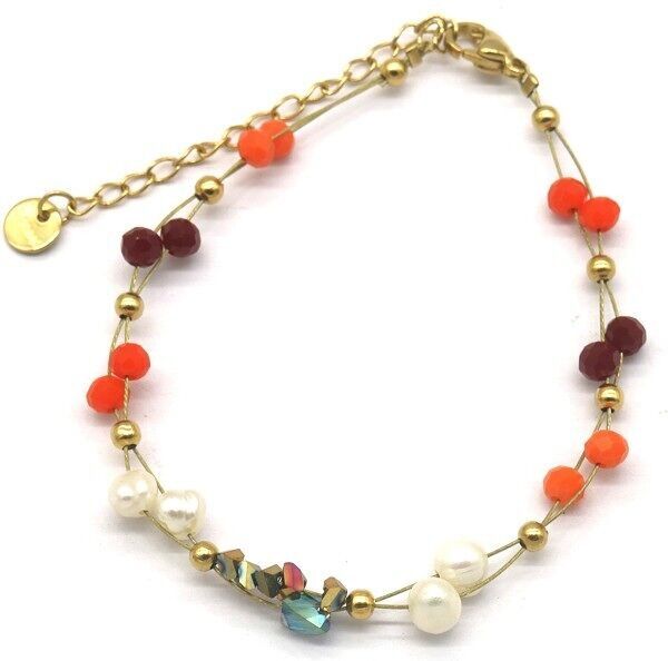 F-D19.5 NBE221-001 N. 1 S.Bracciale in acciaio con perle