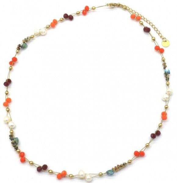 F-E7.2 NBE221-001 N. 1 S.Collana in acciaio e perle