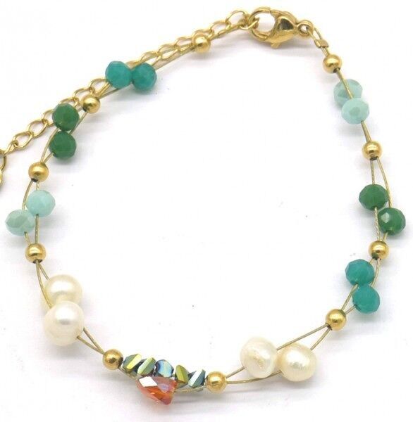 F-D6.4 NBE221-001 N. 6 S.Bracciale in acciaio con perle