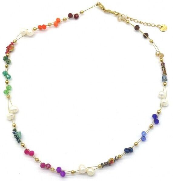 F-F7.3 NBE221-001 N. 2 S.Collana in acciaio e perle