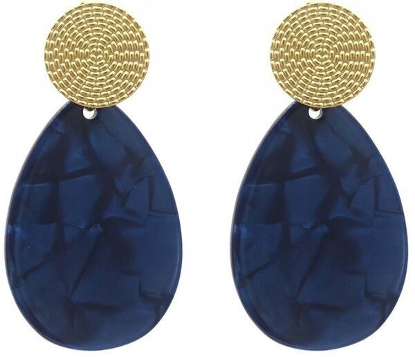 D-C6.5 E221-536 N. 4 S. Orecchini in acciaio 6.5x3.5 cm Blu