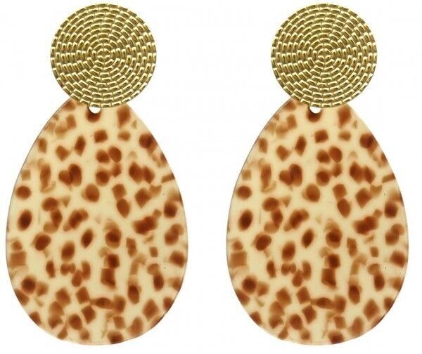 D-F19.4 E221-536 N. 5 secondi Orecchini in acciaio 6.5x3.5 cm Marrone