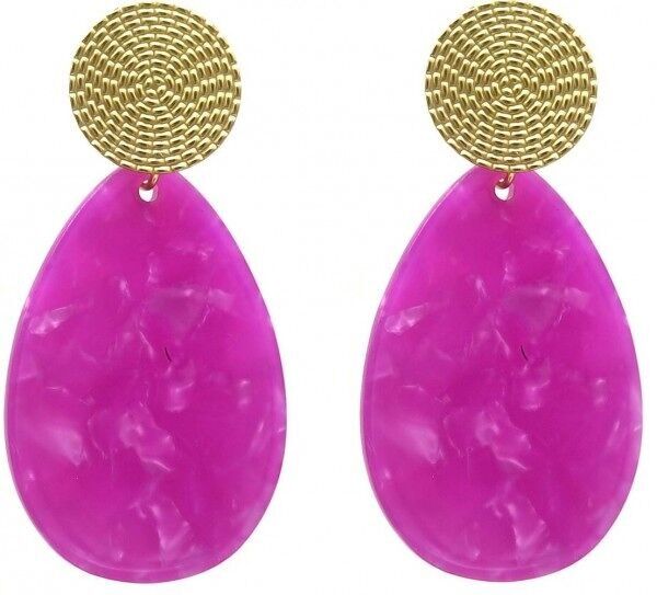 D-E19.4 E221-536 N. 6 S. Orecchini in acciaio 6.5x3.5 cm viola