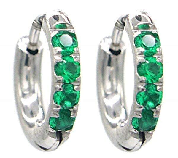 D-E17.2 E015-002S S.Orecchini in acciaio con zirconi 12mm verdi