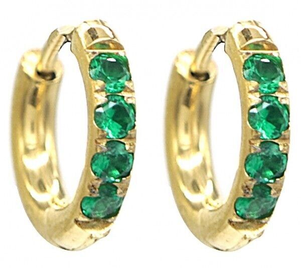 D-D4.5 E015-002G S.Orecchini in acciaio con zirconi 12mm verdi