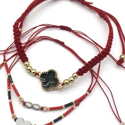 E-C23.2 B723-005 N.Set di 3 braccialetti rossi