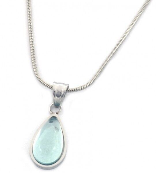 E-C16.3 N088-052S S.Collana in acciaio 20mm con ciondolo blu