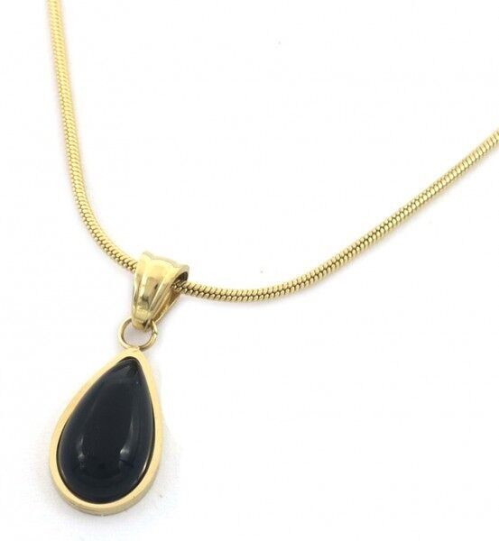 E-C4.1 N088-052G S.Collana in acciaio 20mm con ciondolo nero