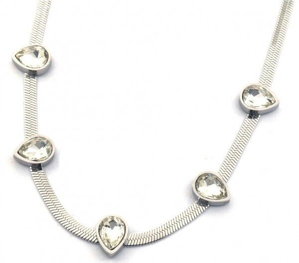 A-A21.2 N088-042S S.Collana in acciaio con zirconi cubici