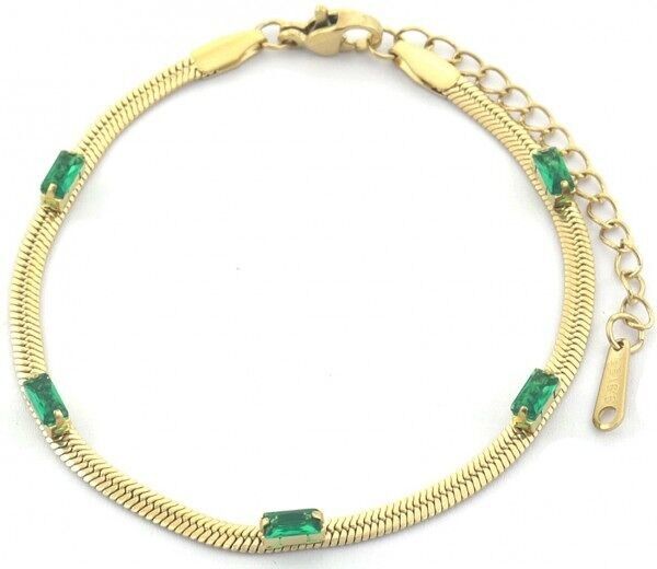 B-D7.3 B090-007G S.Bracciale in acciaio CZ verde