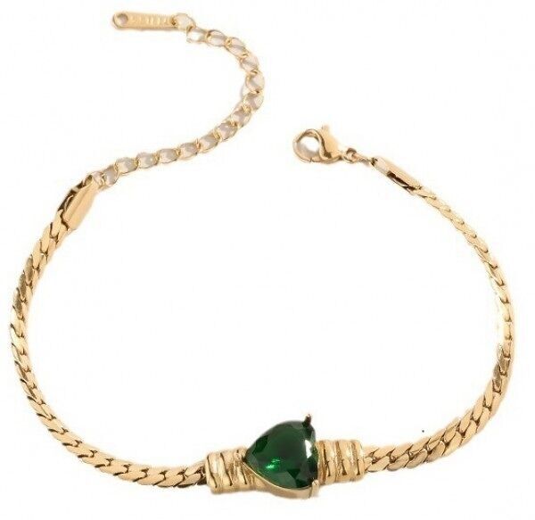 B-D8.1 B089-006G S.Bracciale in acciaio CZ verde