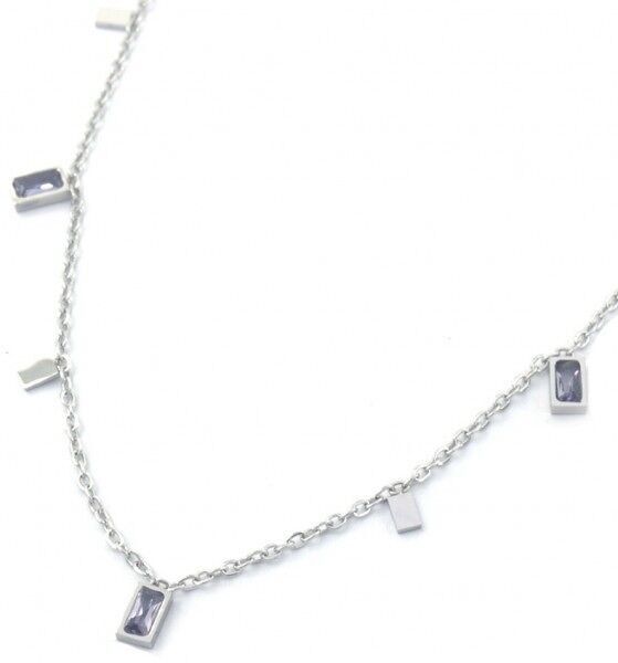D-F4.2 N088-010S S.Collana in acciaio con zirconi viola