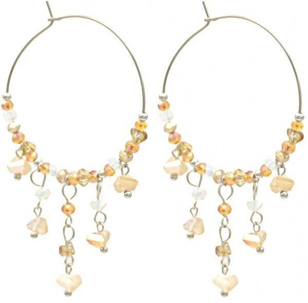 Sol-F4.5 E221-498 N. 2 S. Orecchini in perle di vetro e acciaio 4x5.5 cm Br