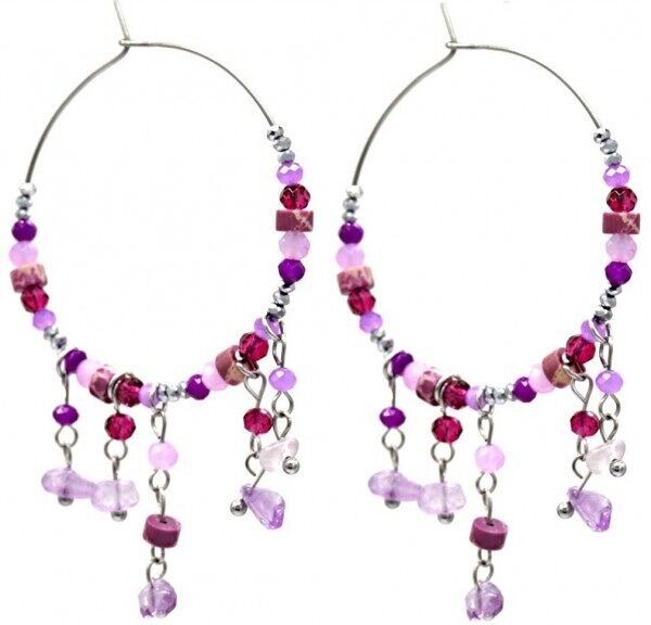 Sol-E4.2 E221-498 n. 8 anni Orecchini in perle di vetro e acciaio 4x5.5 cm P