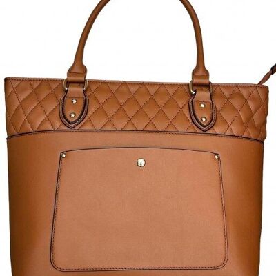 Q-C6.2 BAG732-004 N.2 Borse in PU a scacchi 43x29x10cm Marrone