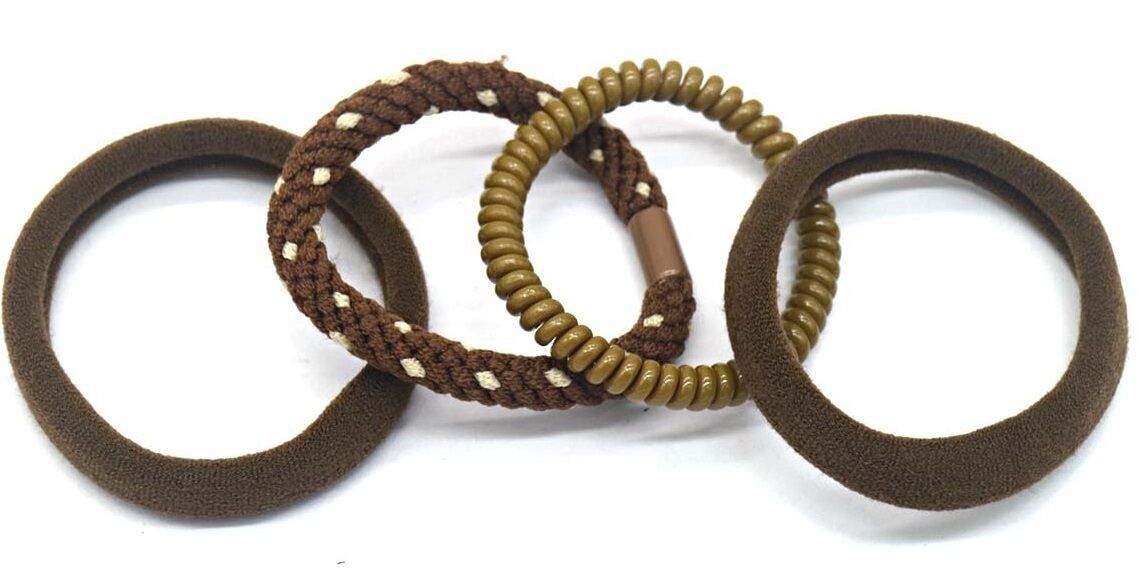 H-C21.2 H712-003 N.1 Set di elastici per capelli 4 pezzi Marrone