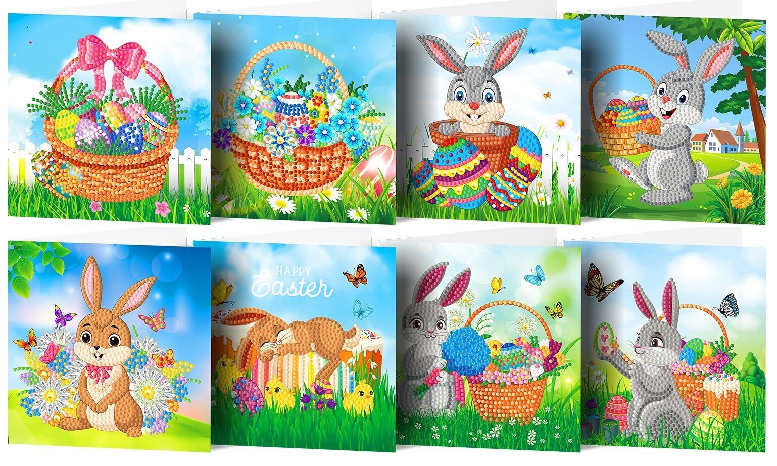 T-B4.2 HKDZ15 Set di cartoline con pittura a diamante 15x15 cm 8 pezzi