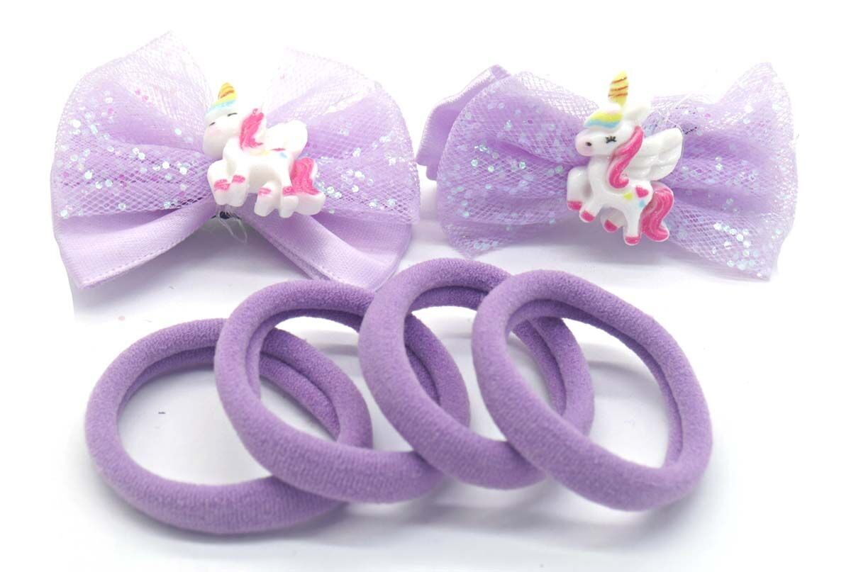 I-D11.1 H712-006 Set di elastici per capelli n.2 - 6 pezzi viola