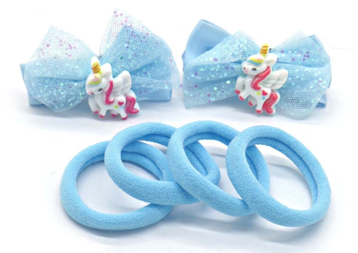 I-F13.1 H712-006 Set di elastici per capelli n.3 - 6 pezzi blu