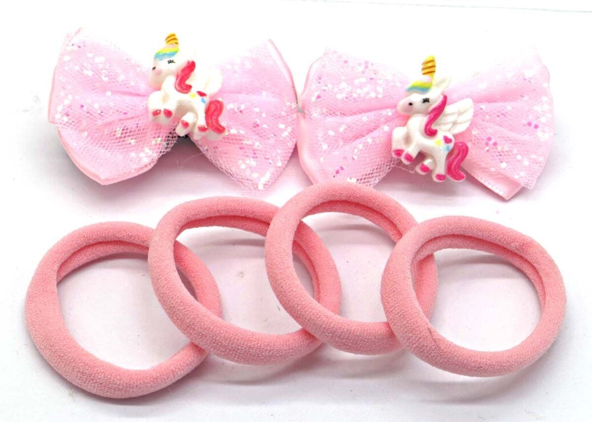 J-C12.1 H712-006 Set di elastici per capelli n.1 - 6 pezzi Rosa