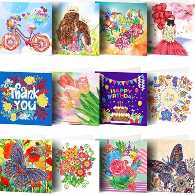 T-K1.1 HKDZ07 Diamond Painting Postcard set 15x15cm 12pcs