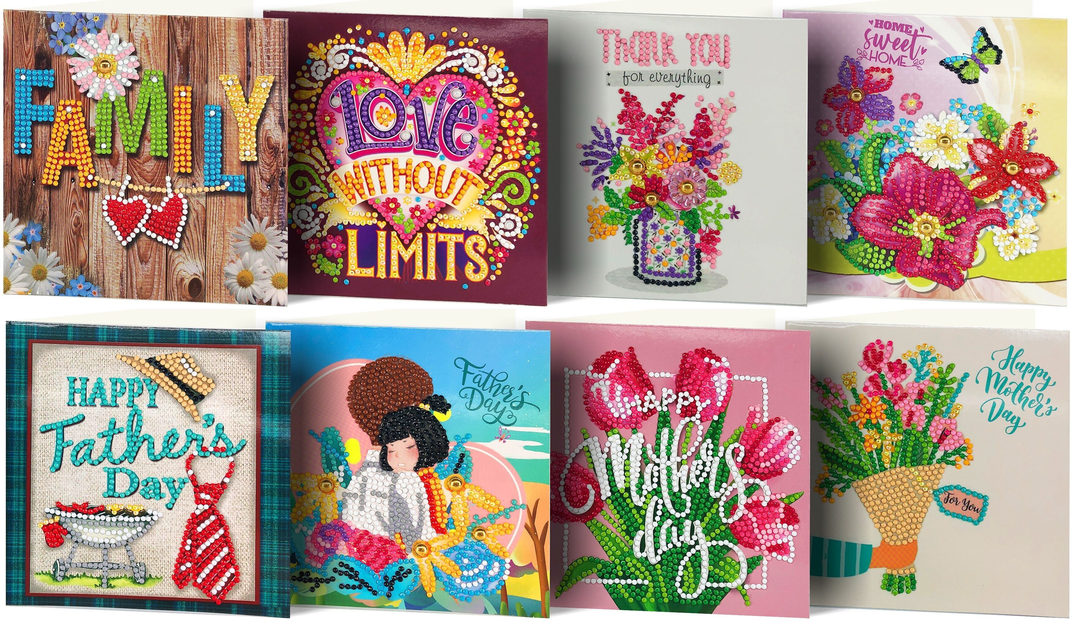 T-L3.2 HKZ05 Set di cartoline con pittura a diamante 15x15 cm 8 pezzi