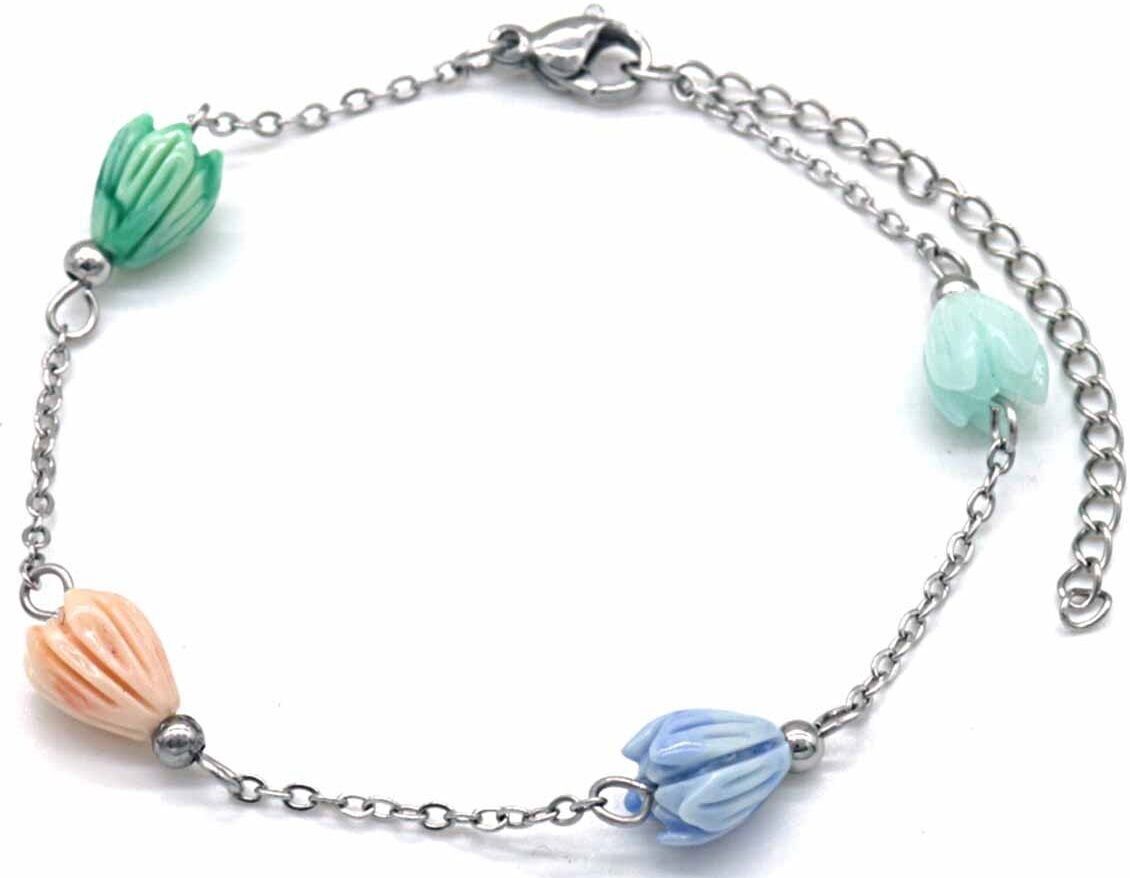 H-C2.3 B823-001S S.Bracciale in acciaio con fiori