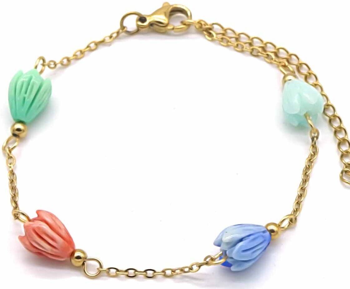 H-B16.2 B823-001G S.Bracciale in acciaio con fiori