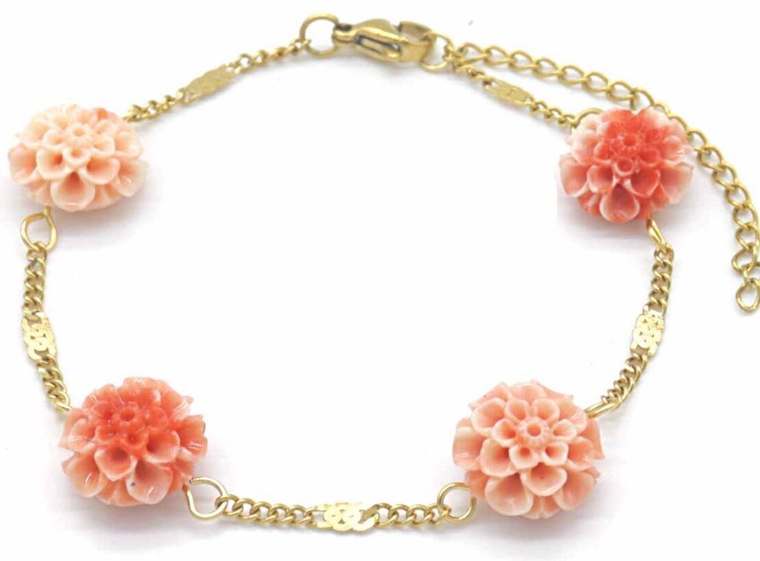 H-D21.2 B823-002G S.Bracciale in acciaio con fiori