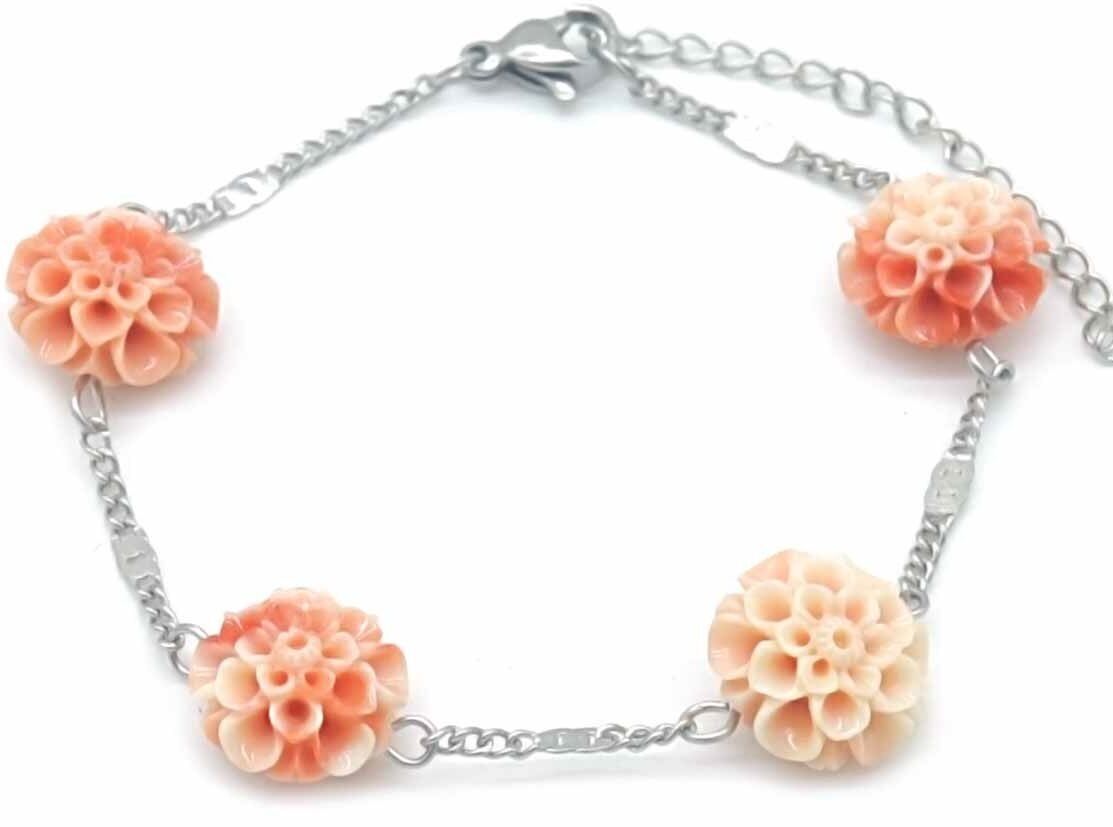 H-D22.3 B823-002S S.Bracciale in acciaio con fiori