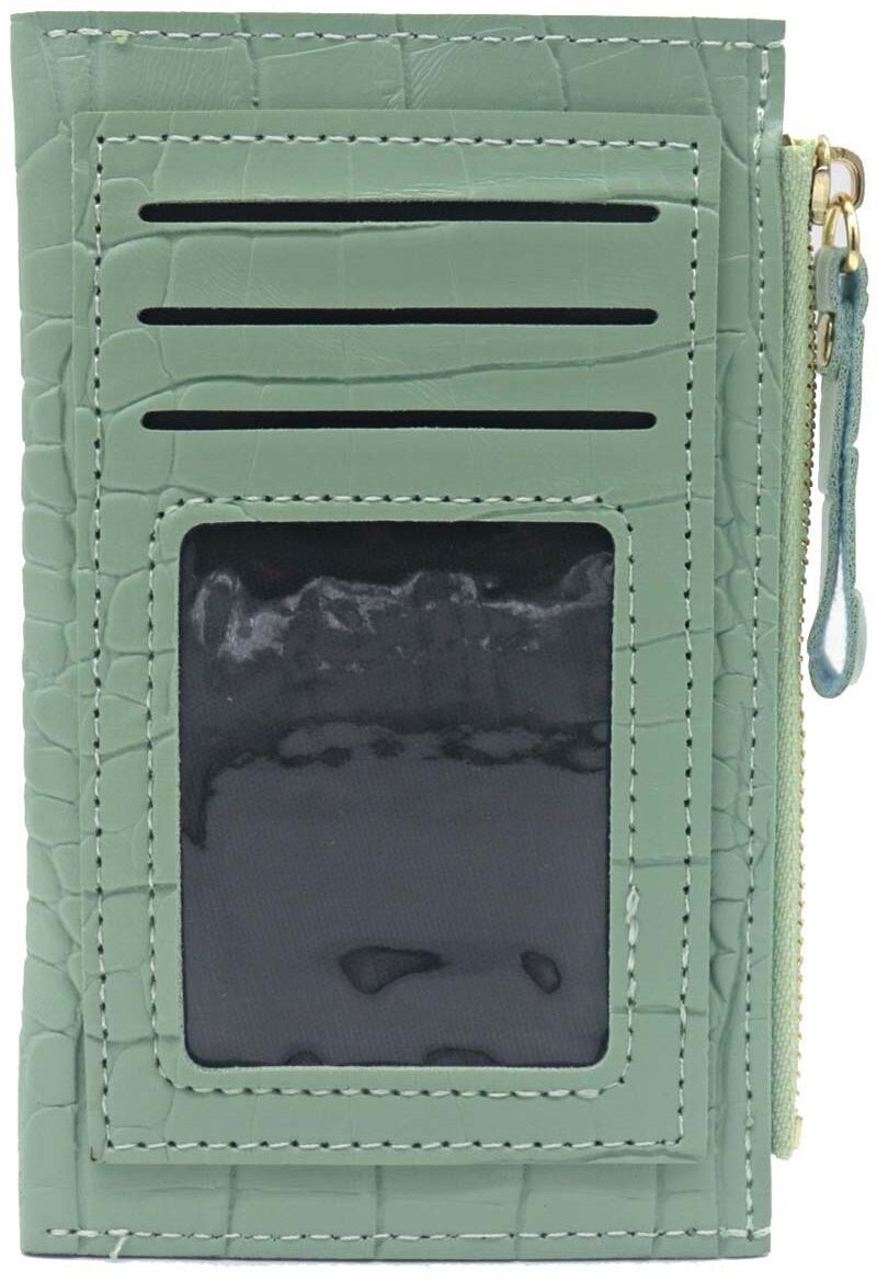 F-C10.1 W804-001-5 Portafoglio in PU - Porta carte 14x9cm Verde