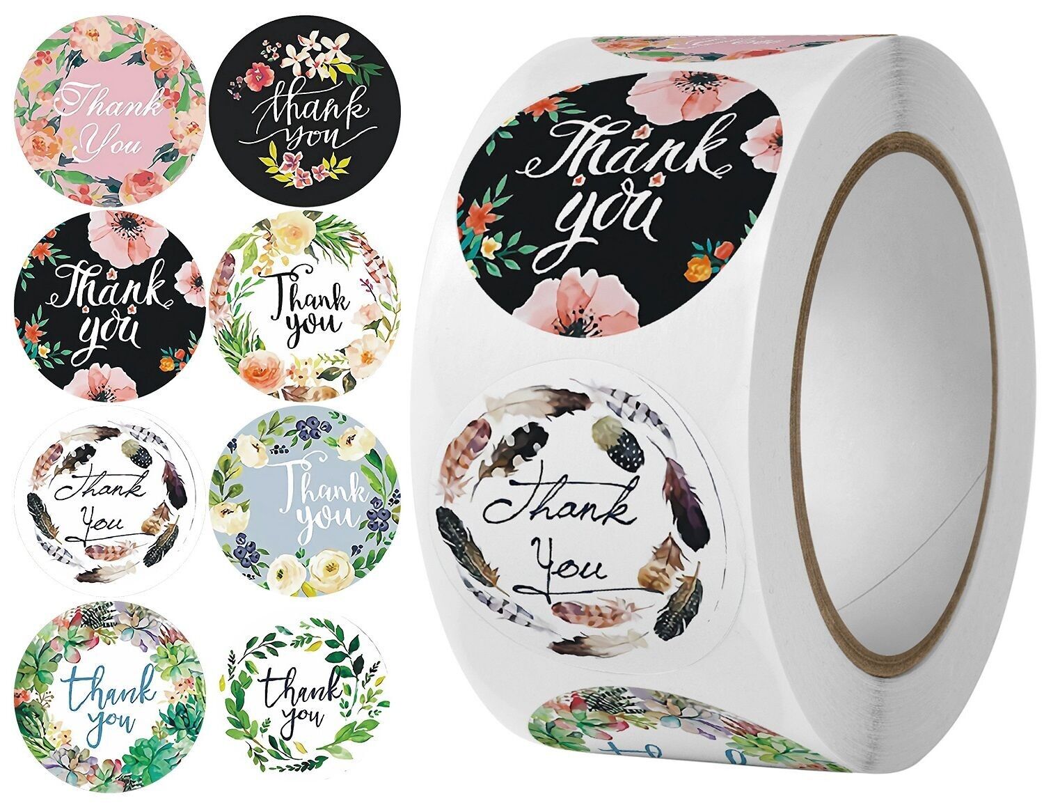 X-P8.2 STICK2379-001 Adesivi Grazie 2.5 cm - 500 pezzi