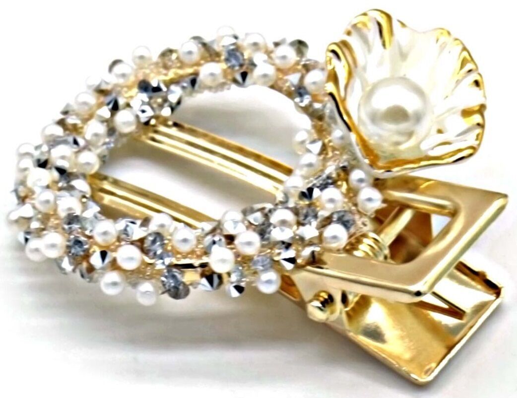 A-D10.2 H814-001-3 Fermaglio per capelli 5x4cm Perle Grigio