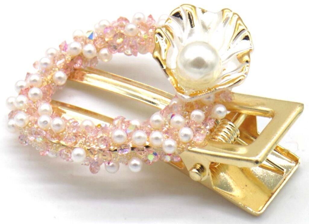 A-E24.1 H814-001-5 Fermaglio per capelli 5x4cm Perle Rosa