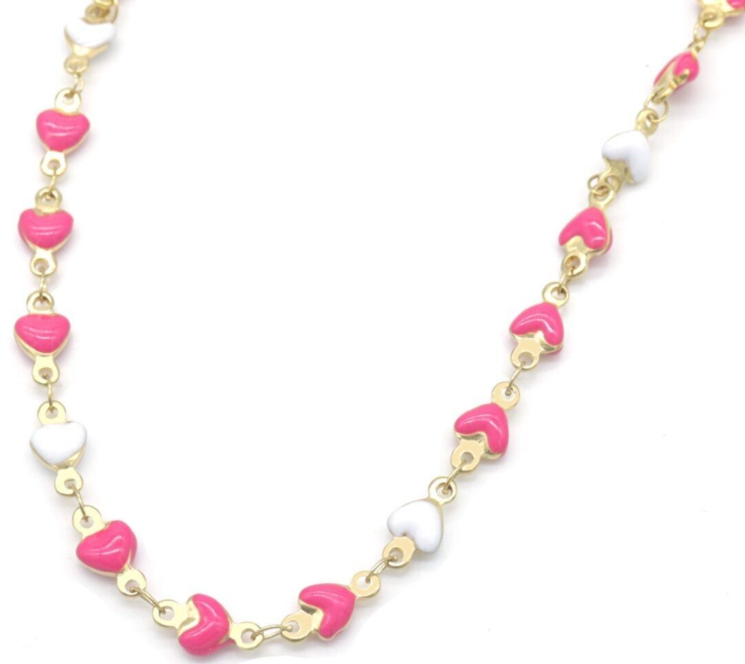 B-C1.1 N835-028G S.Collana in acciaio Cuori Rosa