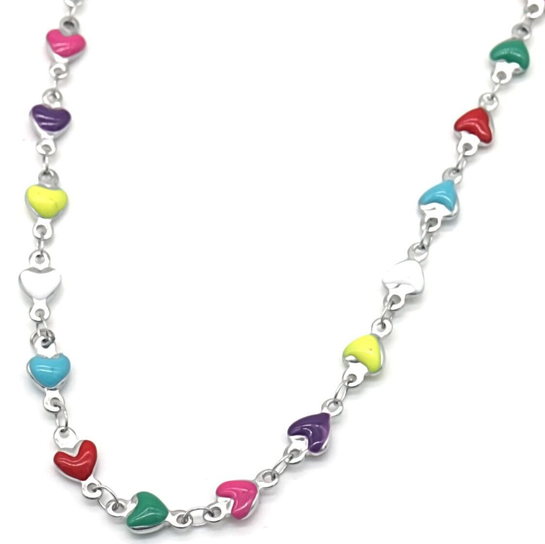 B-E22.3 N835-027S S.Collana in acciaio Cuori Multi