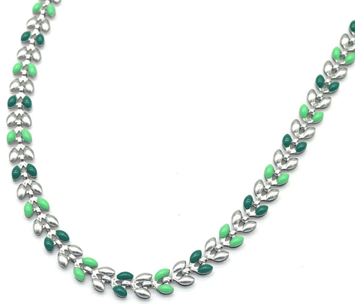 B-B2.2 N835-026S S.Collana in acciaio Foglie verdi